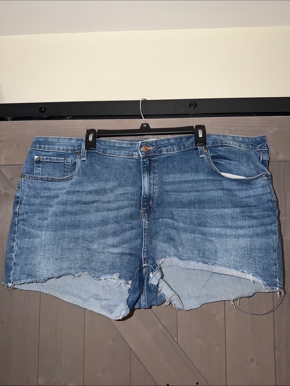 Levi's Light Blue Frayed Hem Denim Shorts